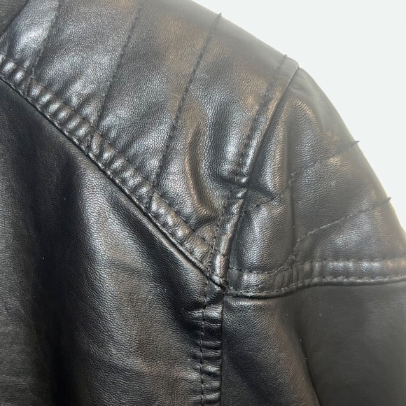NWT H&M vegan leather cafe racer jacket w/removable hood - Picture 4 of 6